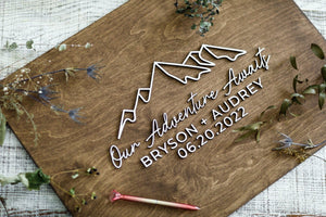 3D Mountain Guest Book Alternative - Our Adventure Awaits Guestbook - Wood 3D Guest Book Sign - Unique Wood Guestbook - Geometric Wedding - Small Town Timbers