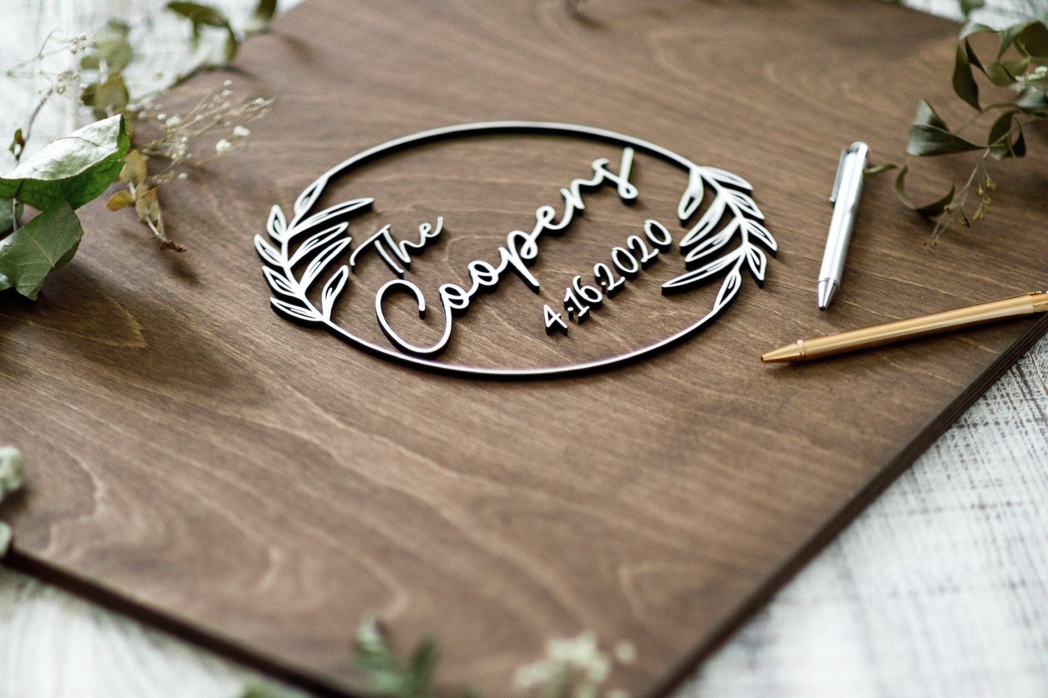 3D Wedding Guest Book Alternative - Rustic Guest book - Wooden Geometric circle Wreath Guest Book Sign - Unique Wood Guestbook -Wreath Sign - Small Town Timbers