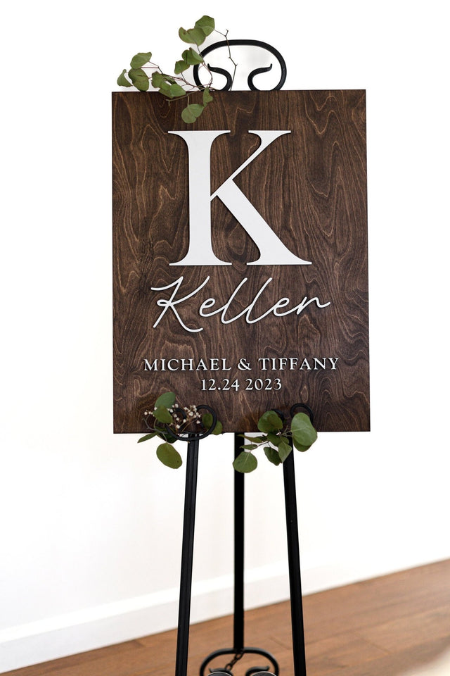 Last Name Wedding Welcome Sign, 3D wedding signage, Custom Monogram Wood Wedding Sign, Welcome to Our Forever Sign, 3D Wedding Name Board - Small Town Timbers