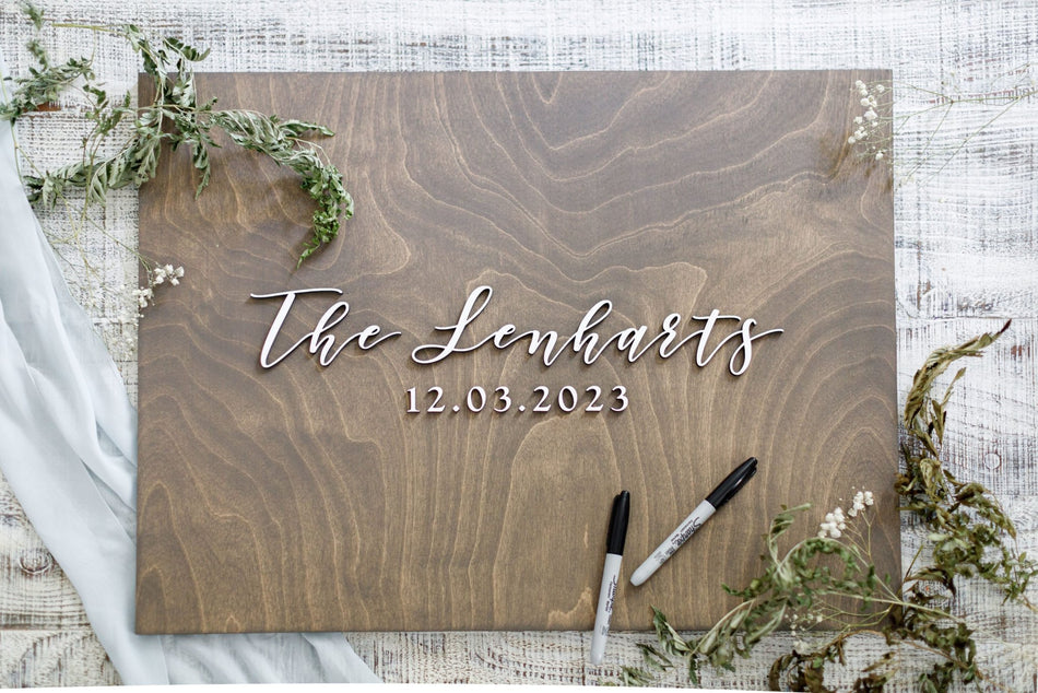 THE LENHARTS WEDDING GUEST BOOK SIGN - Small Town Timbers